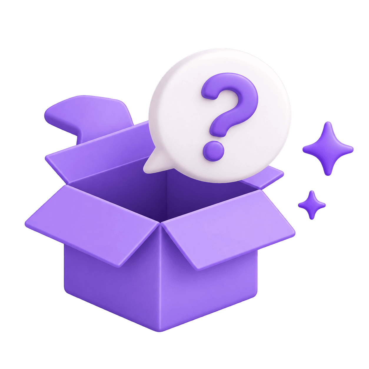 Open purple box with question mark