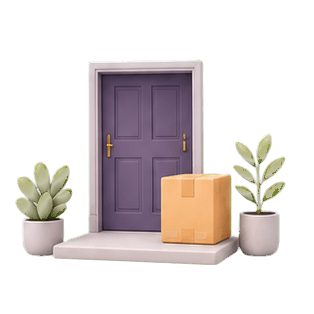 A parcel waiting at a front door