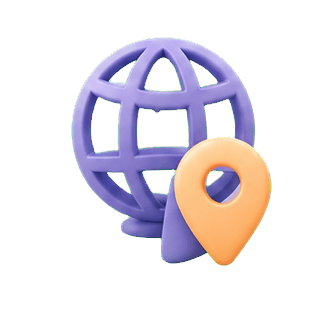 A globe and location pin