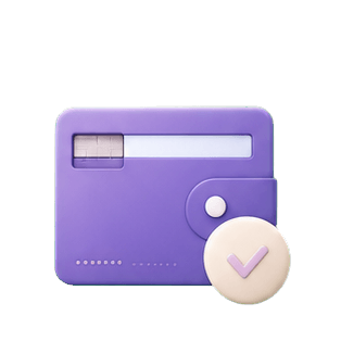 A payment card with a check mark