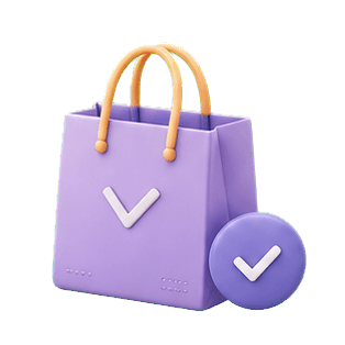 A shopping bag with a check mark
