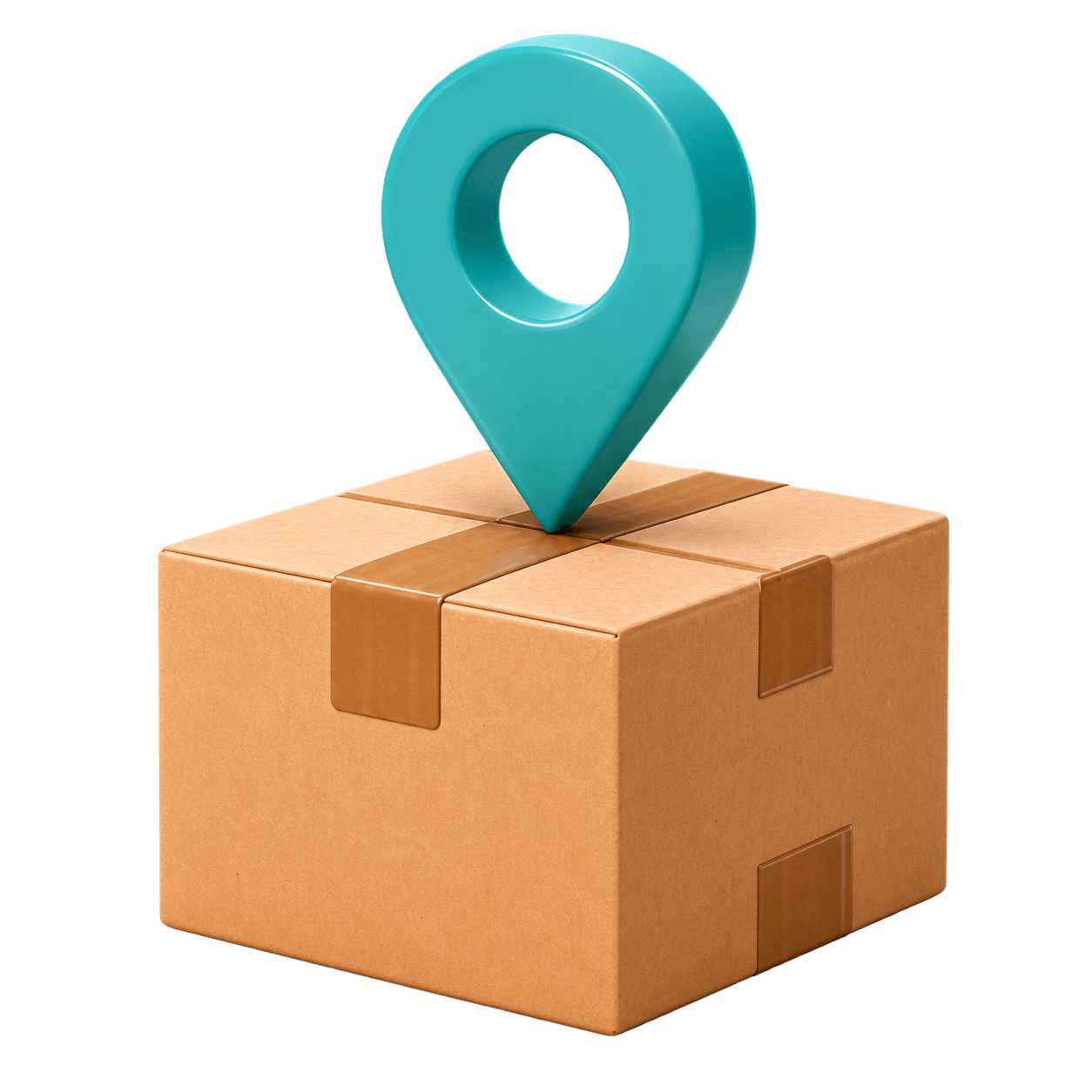 A parcel and delivery location pin
