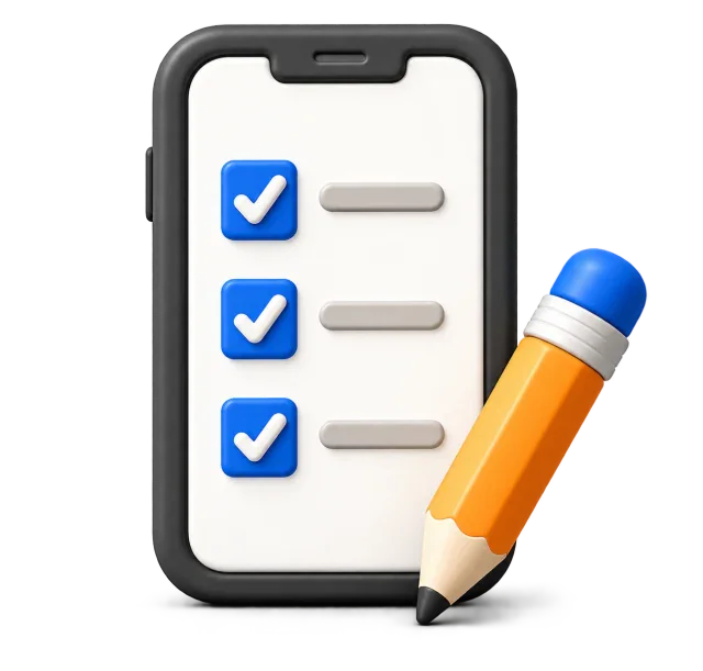 A request checklist and pencil
