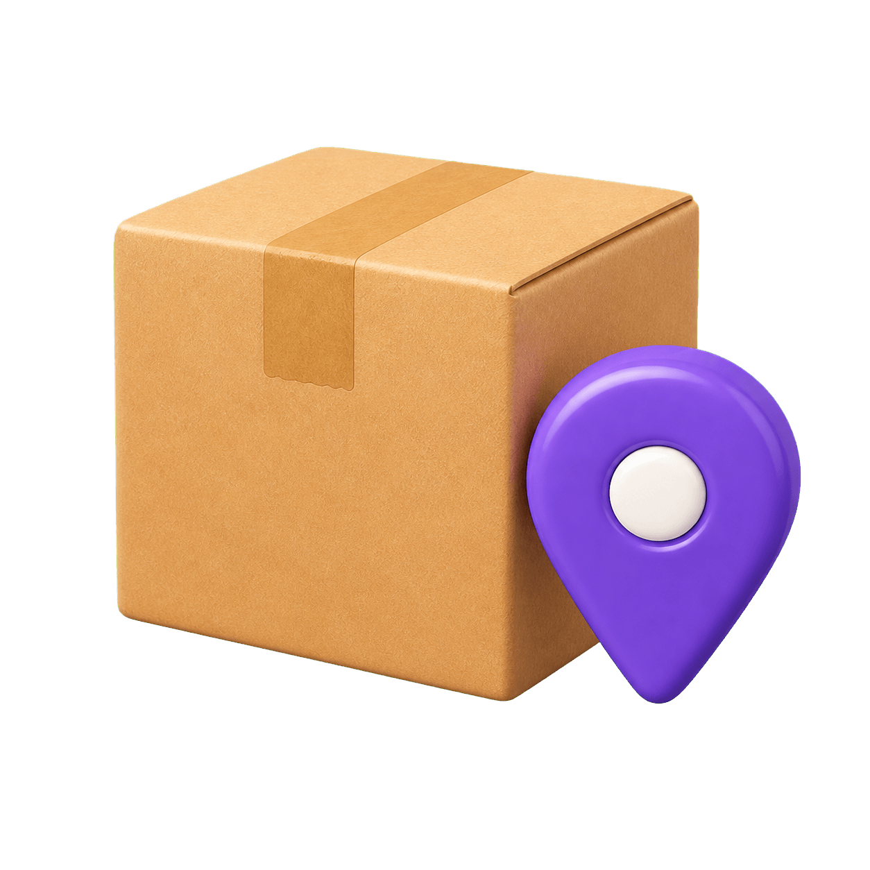 A sealed parcel and location pin